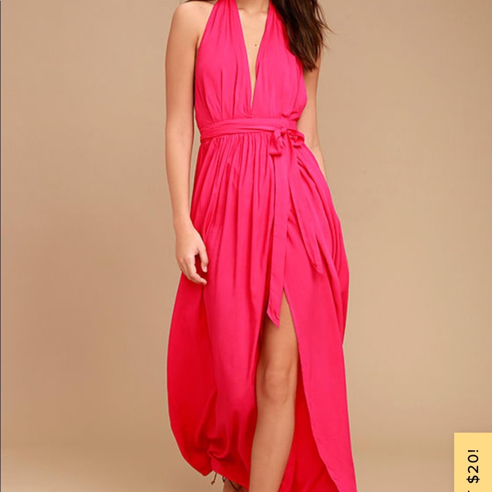 Lulu hot pink maxi wrap dress